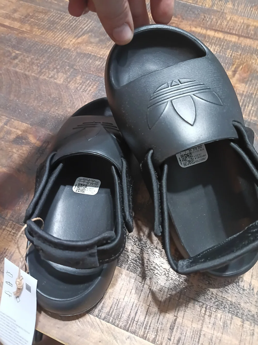 adidas Kids Black Slide Sandals with Trefoil Logo